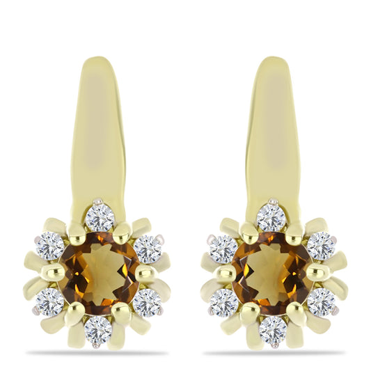 Cercei din Argint 925 Placat cu Aur ( 2.69 grame ) cu Cuarț Coniac și Topaz Alb 0.64 Carate