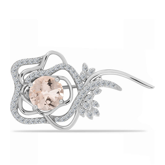 Broşă din Argint 925 ( 3.08 grame ) cu Morganit Gozareh și Topaz Alb 2.18 Carate