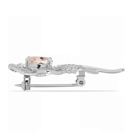 Broşă din Argint 925 ( 3.08 grame ) cu Morganit Gozareh și Topaz Alb 2.18 Carate