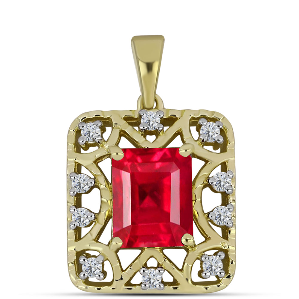 Pandantiv din Argint 925 Placat cu Aur ( 3.45 grame ) cu Agat Roșu și Topaz Alb 3.34 Carate 1 