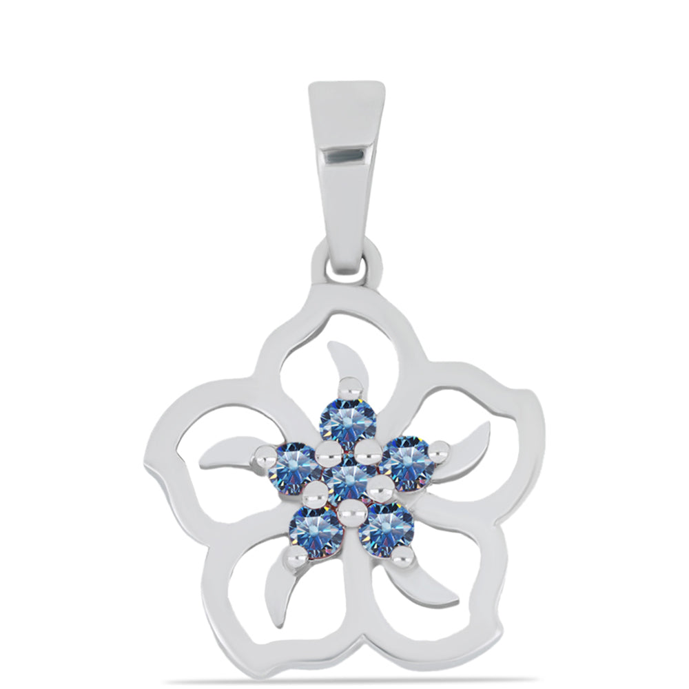 Pandantiv din Argint 925 ( 1.64 grame ) cu Moissanite Albastru Oceanic 0.19 Carate