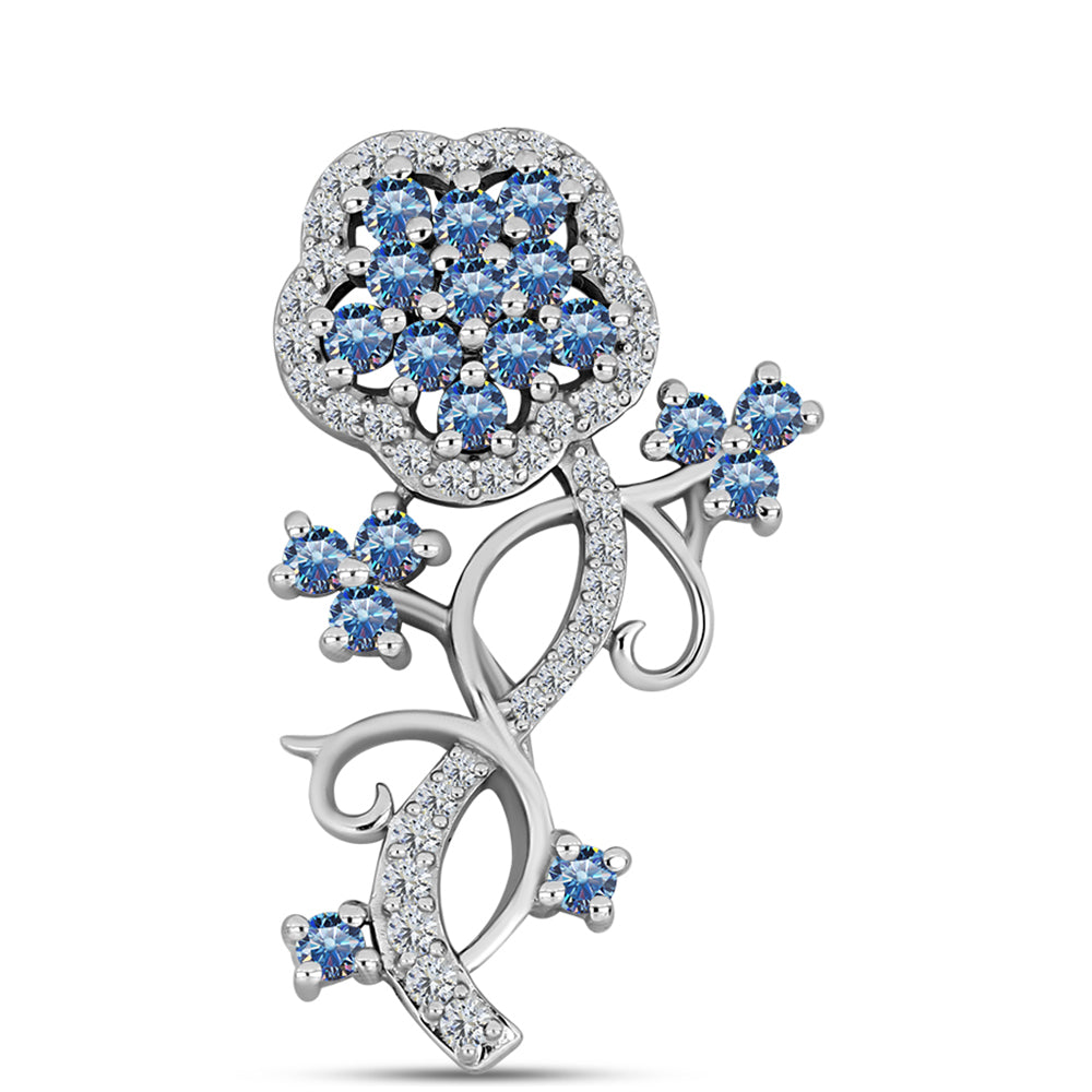 Pandantiv din Argint 925 ( 2.5 grame ) cu Moissanite Albastru Oceanic și Topaz Alb 0.92 Carate 1 