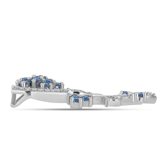 Pandantiv din Argint 925 ( 2.5 grame ) cu Moissanite Albastru Oceanic și Topaz Alb 0.92 Carate