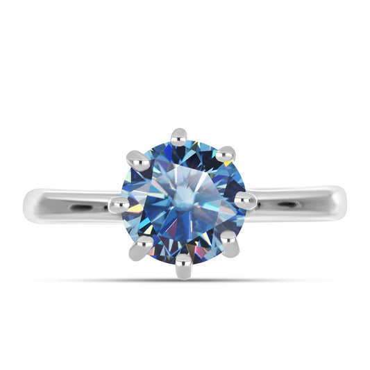 Inel din Argint 925 ( 2.15 grame ) cu Moissanite Albastru Oceanic 1.49 Carate