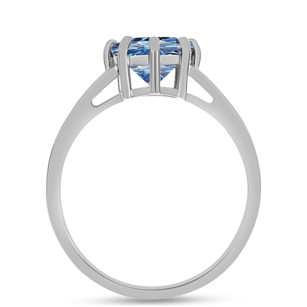 Inel din Argint 925 ( 2.15 grame ) cu Moissanite Albastru Oceanic 1.49 Carate