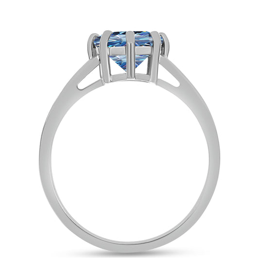 Inel din Argint 925 ( 2.15 grame ) cu Moissanite Albastru Oceanic 1.49 Carate