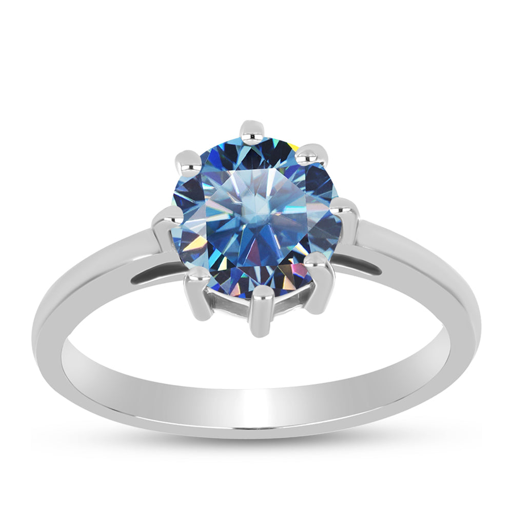 Inel din Argint 925 ( 2.15 grame ) cu Moissanite Albastru Oceanic 1.49 Carate 3 