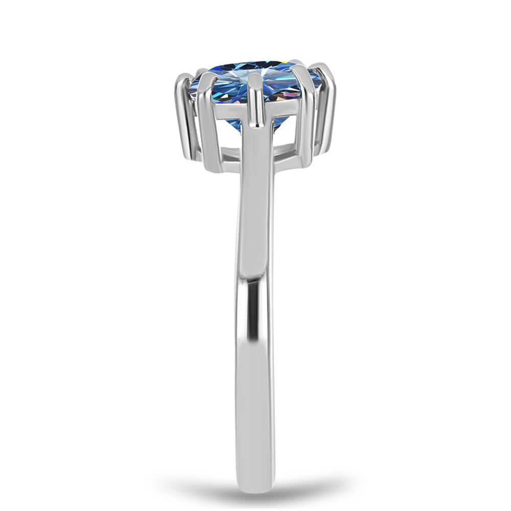 Inel din Argint 925 ( 2.15 grame ) cu Moissanite Albastru Oceanic 1.49 Carate 4 