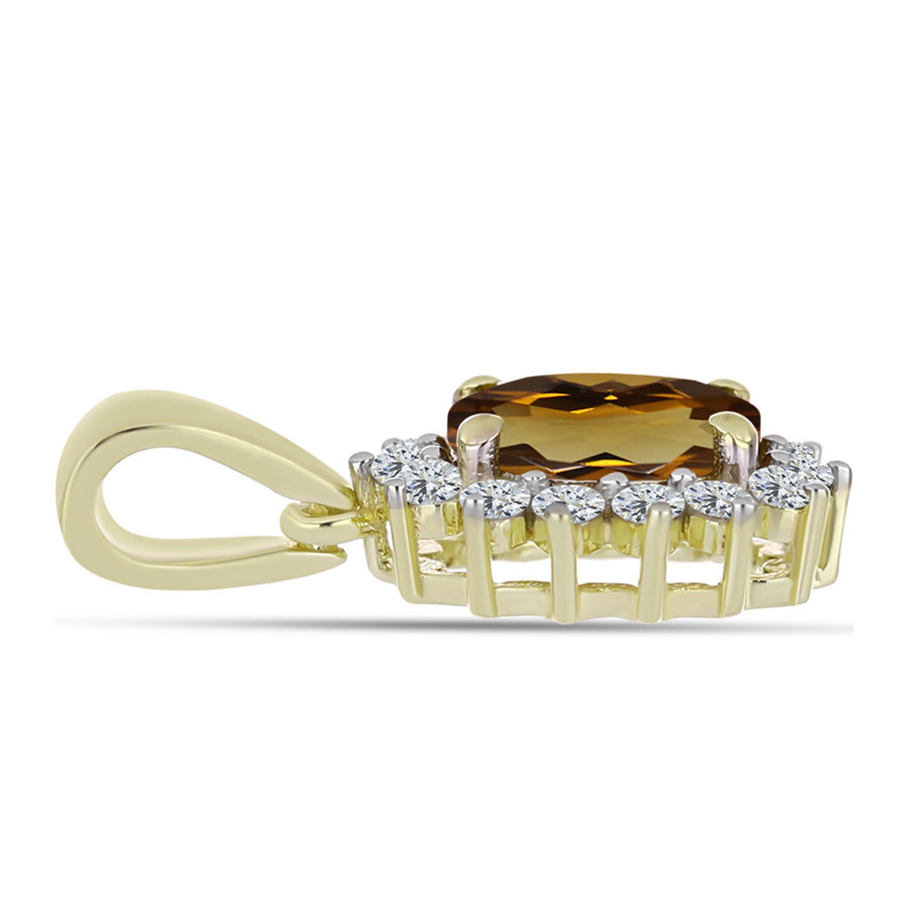 Pandantiv din Argint 925 Placat cu Aur ( 1.21 grame ) cu Cuarț Coniac și Topaz Alb 1.48 Carate