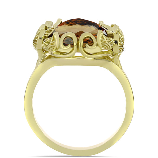 Inel din Argint 925 Placat cu Aur ( 4.97 grame ) cu Cuarț Coniac 7.88 Carate