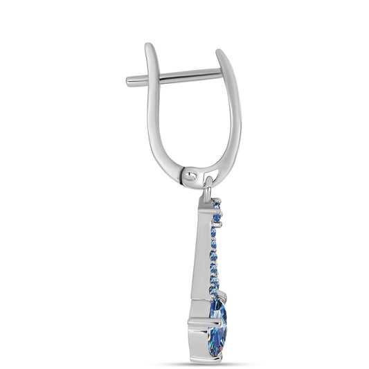 Cercei din Argint 925 ( 3.57 grame ) cu Moissanite Albastru Oceanic 1.84 Carate