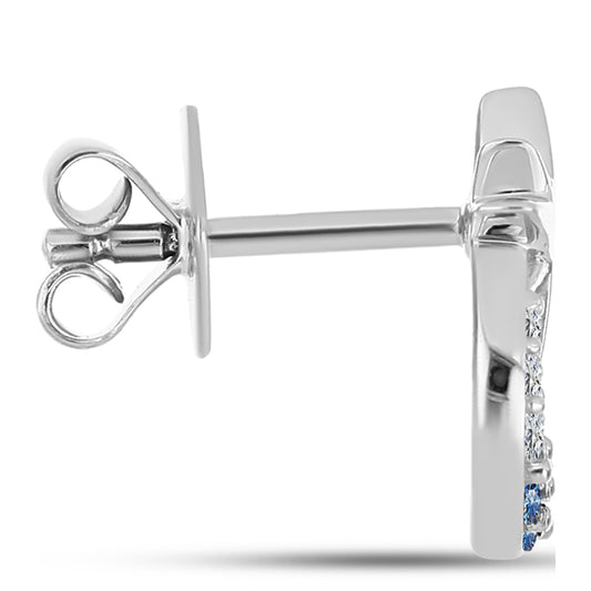 Cercei din Argint 925 ( 1.75 grame ) cu Moissanite Albastru Oceanic și Topaz Alb 0.26 Carate