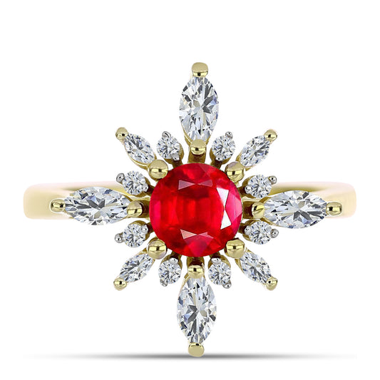 Inel din Argint 925 Placat cu Aur ( 2.93 grame ) cu Agat Roșu și Topaz Alb 1.84 Carate