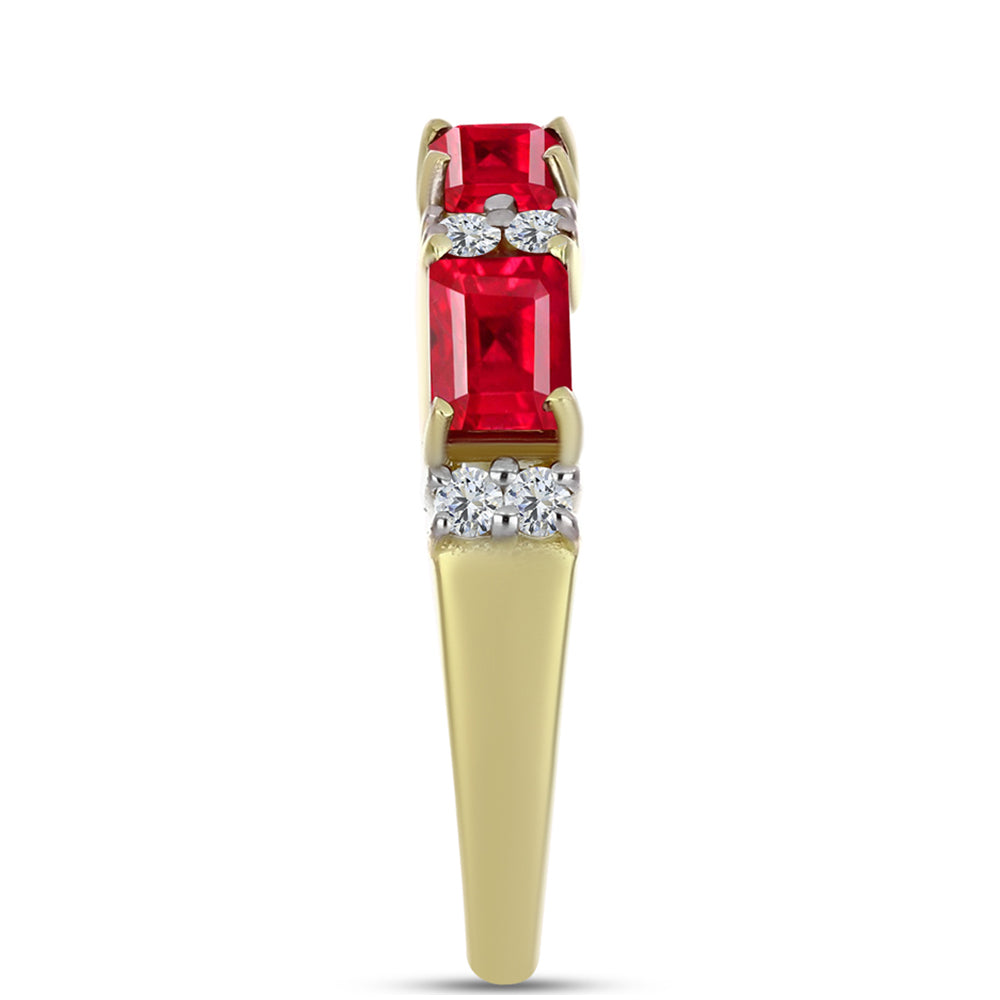 Inel din Argint 925 Placat cu Aur ( 2.72 grame ) cu Agat Roșu și Topaz Alb 1.96 Carate 4 
