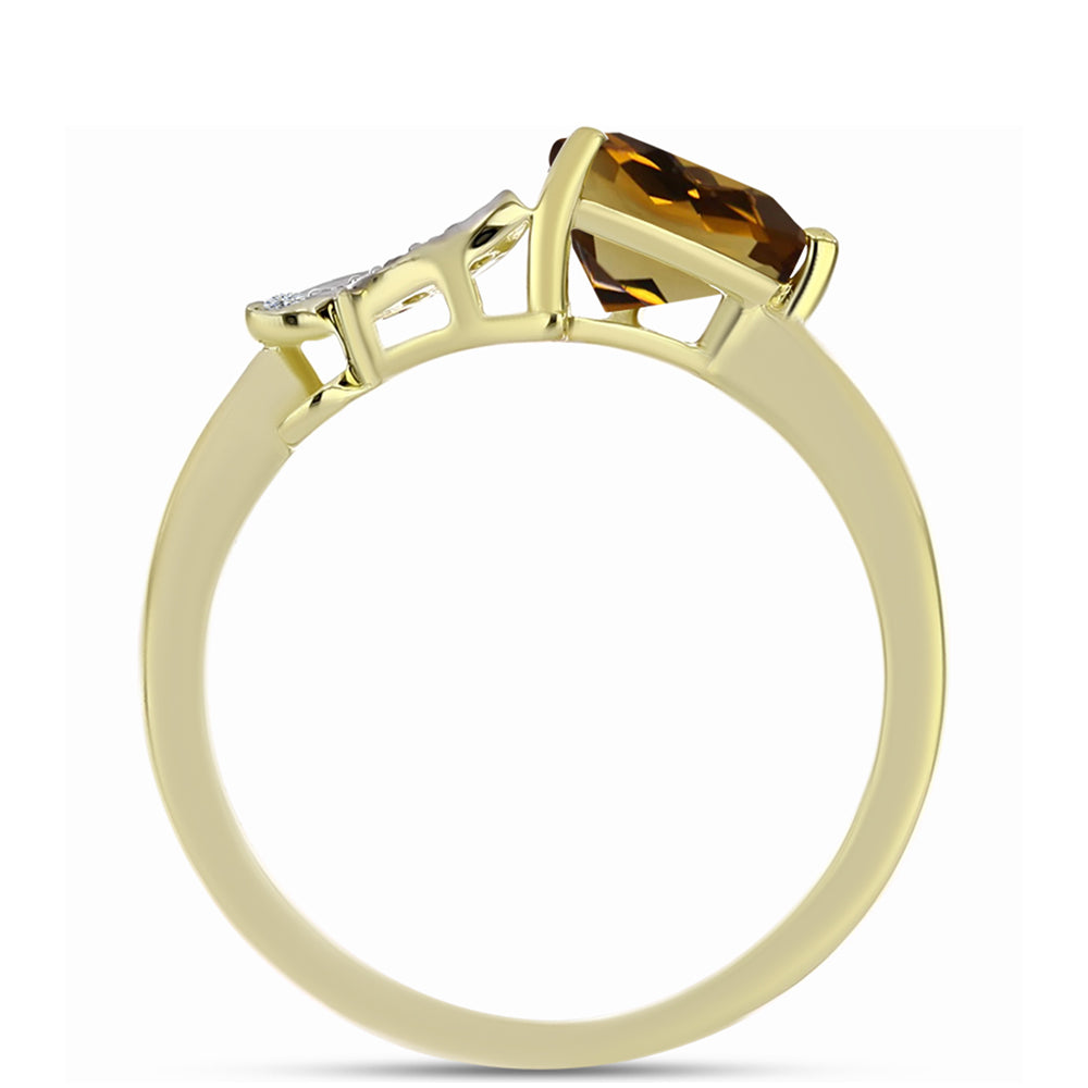 Inel din Argint 925 Placat cu Aur ( 2.55 grame ) cu Cuarț Coniac și Topaz Alb 1.21 Carate 2 