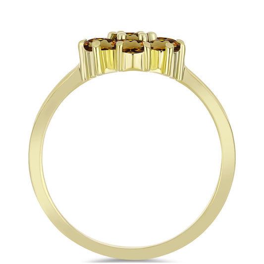 Inel din Argint 925 Placat cu Aur ( 2.47 grame ) cu Cuarț Coniac 1.21 Carate