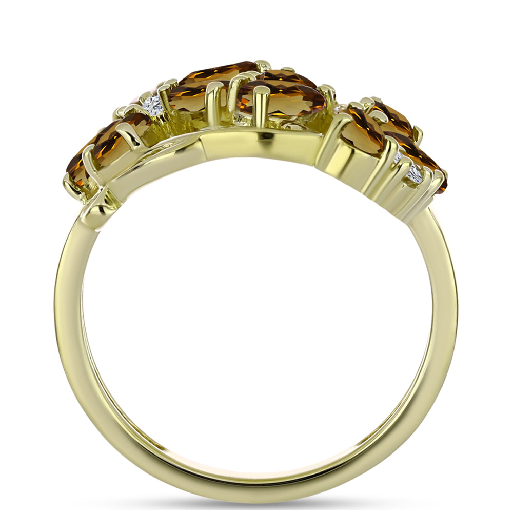 Inel din Argint 925 Placat cu Aur ( 4.44 grame ) cu Cuarț Coniac și Topaz Alb 2.09 Carate 2 
