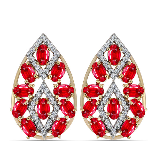 Cercei din Argint 925 Placat cu Aur ( 6.08 grame ) cu Agat Roșu și Topaz Alb 4.53 Carate