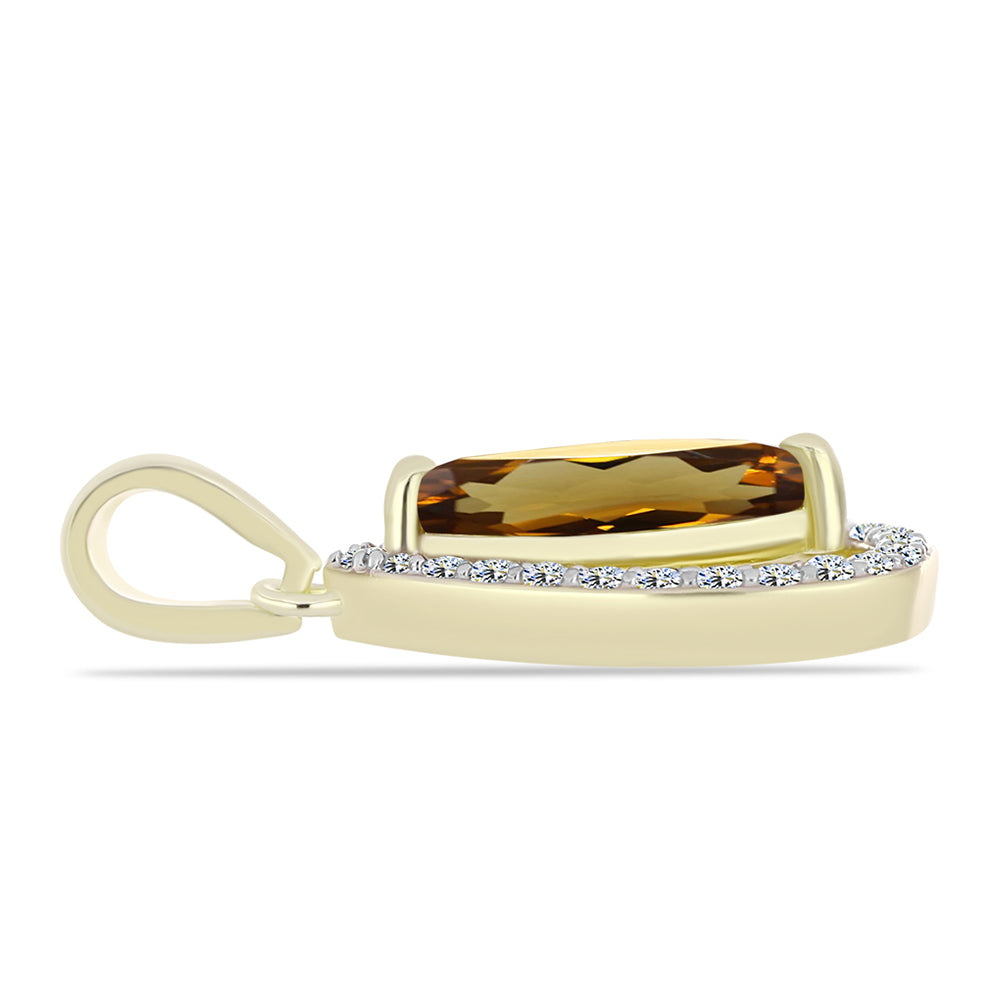 Pandantiv din Argint 925 Placat cu Aur ( 1.27 grame ) cu Cuarț Coniac și Topaz Alb 1.2 Carate