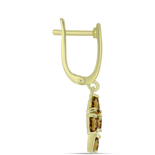 Cercei din Argint 925 Placat cu Aur ( 3.43 grame ) cu Cuarț Coniac 1.8 Carate