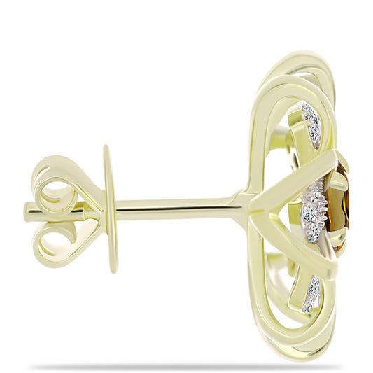 Cercei din Argint 925 Placat cu Aur ( 3.82 grame ) cu Cuarț Coniac și Topaz Alb 0.67 Carate