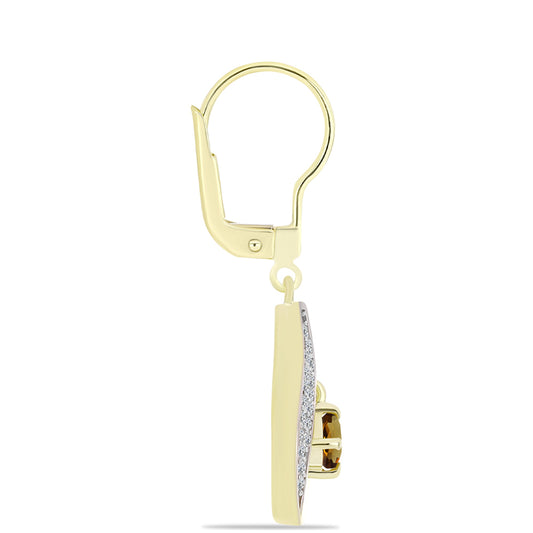 Cercei din Argint 925 Placat cu Aur ( 3.56 grame ) cu Cuarț Coniac și Topaz Alb 0.94 Carate