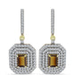 Cercei din Argint 925 Placat cu Aur ( 7.96 grame ) cu Cuarț Coniac și Topaz Alb 3.85 Carate