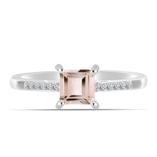 Inel din Argint 925 ( 1.97 grame ) cu Morganit Gozareh și Topaz Alb 0.65 Carate