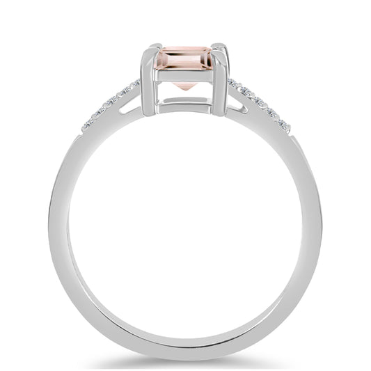 Inel din Argint 925 ( 1.97 grame ) cu Morganit Gozareh și Topaz Alb 0.65 Carate