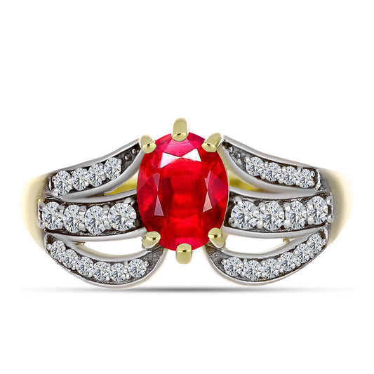 Inel din Argint 925 Placat cu Aur ( 3.03 grame ) cu Agat Roșu și Topaz Alb 1.56 Carate