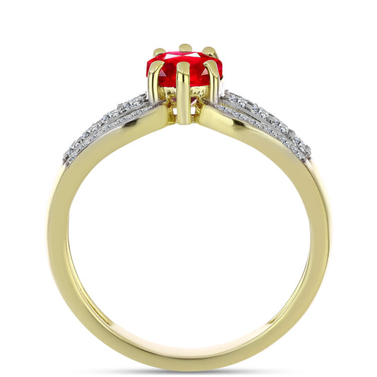 Inel din Argint 925 Placat cu Aur ( 3.03 grame ) cu Agat Roșu și Topaz Alb 1.56 Carate