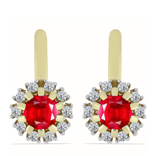 Cercei din Argint 925 Placat cu Aur ( 3.51 grame ) cu Agat Roșu și Topaz Alb 1.17 Carate