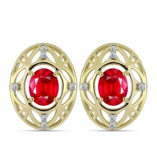 Cercei din Argint 925 Placat cu Aur ( 6.08 grame ) cu Agat Roșu și Topaz Alb 3.49 Carate