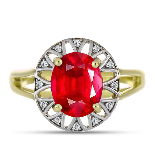 Inel din Argint 925 Placat cu Aur ( 3.2 grame ) cu Agat Roșu și Topaz Alb 2.24 Carate