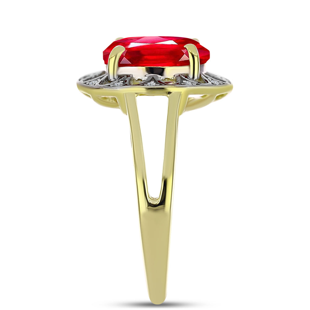 Inel din Argint 925 Placat cu Aur ( 3.2 grame ) cu Agat Roșu și Topaz Alb 2.24 Carate