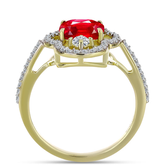 Inel din Argint 925 Placat cu Aur ( 3.02 grame ) cu Agat Roșu și Topaz Alb 2.6 Carate