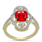 Inel din Argint 925 Placat cu Aur ( 3.02 grame ) cu Agat Roșu și Topaz Alb 2.6 Carate