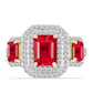 Inel din Argint 925 Placat cu Aur ( 4.16 grame ) cu Agat Roșu și Topaz Alb 2.89 Carate