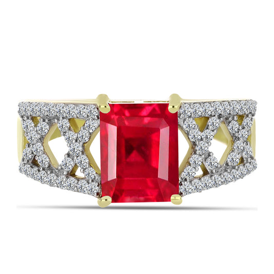 Inel din Argint 925 Placat cu Aur ( 3.54 grame ) cu Agat Roșu și Topaz Alb 2.63 Carate