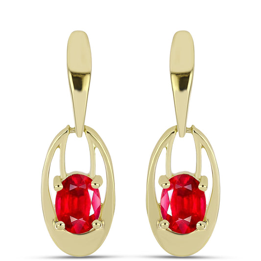 Cercei din Argint 925 Placat cu Aur ( 4.29 grame ) cu Agat Roșu 2.32 Carate