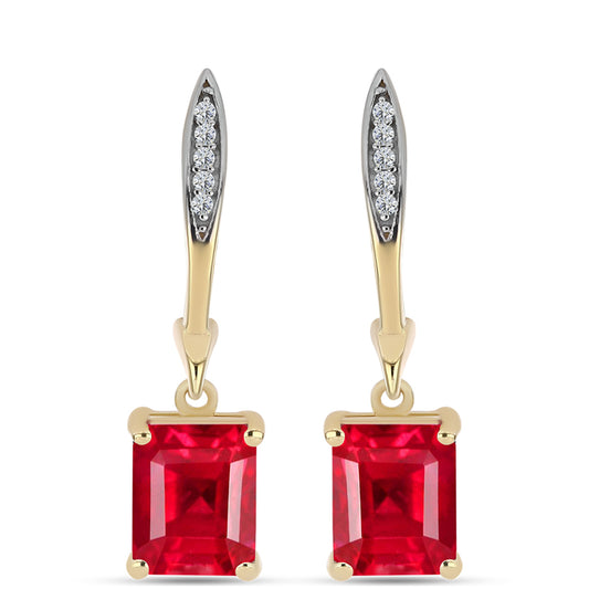 Cercei din Argint 925 Placat cu Aur ( 4.03 grame ) cu Agat Roșu și Topaz Alb 4.2 Carate