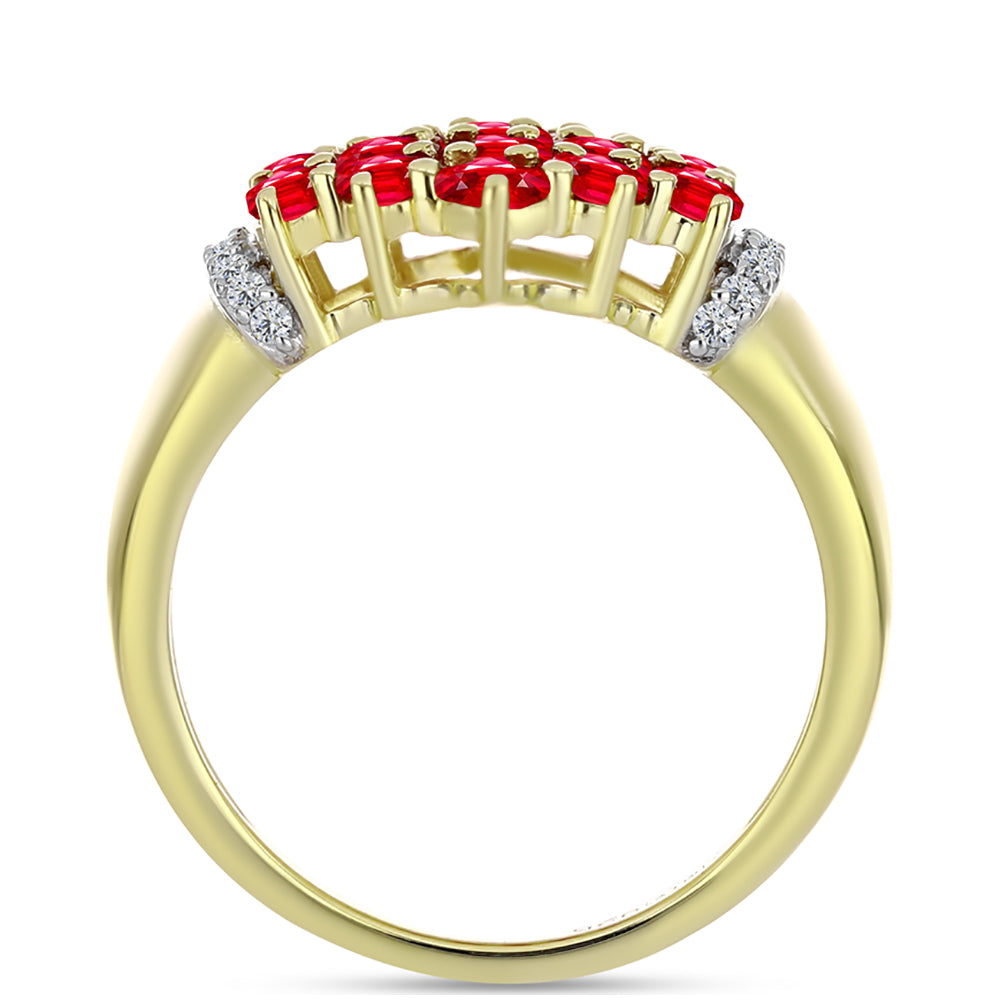 Inel din Argint 925 Placat cu Aur ( 4.45 grame ) cu Agat Roșu și Topaz Alb 2.04 Carate