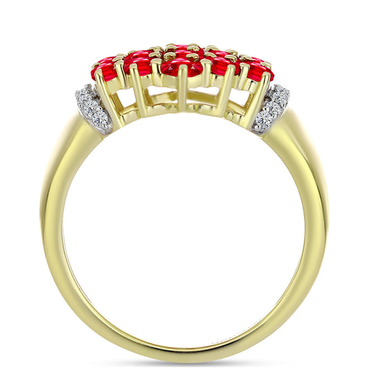 Inel din Argint 925 Placat cu Aur ( 4.45 grame ) cu Agat Roșu și Topaz Alb 2.04 Carate