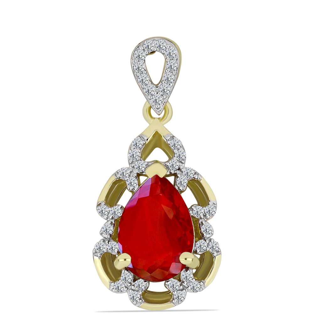 Pandantiv din Argint 925 Placat cu Aur ( 1.49 grame ) cu Agat Roșu și Topaz Alb 2 Carate