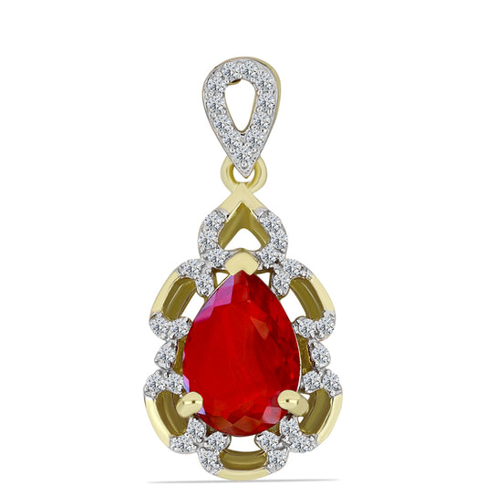 Pandantiv din Argint 925 Placat cu Aur ( 1.49 grame ) cu Agat Roșu și Topaz Alb 2 Carate