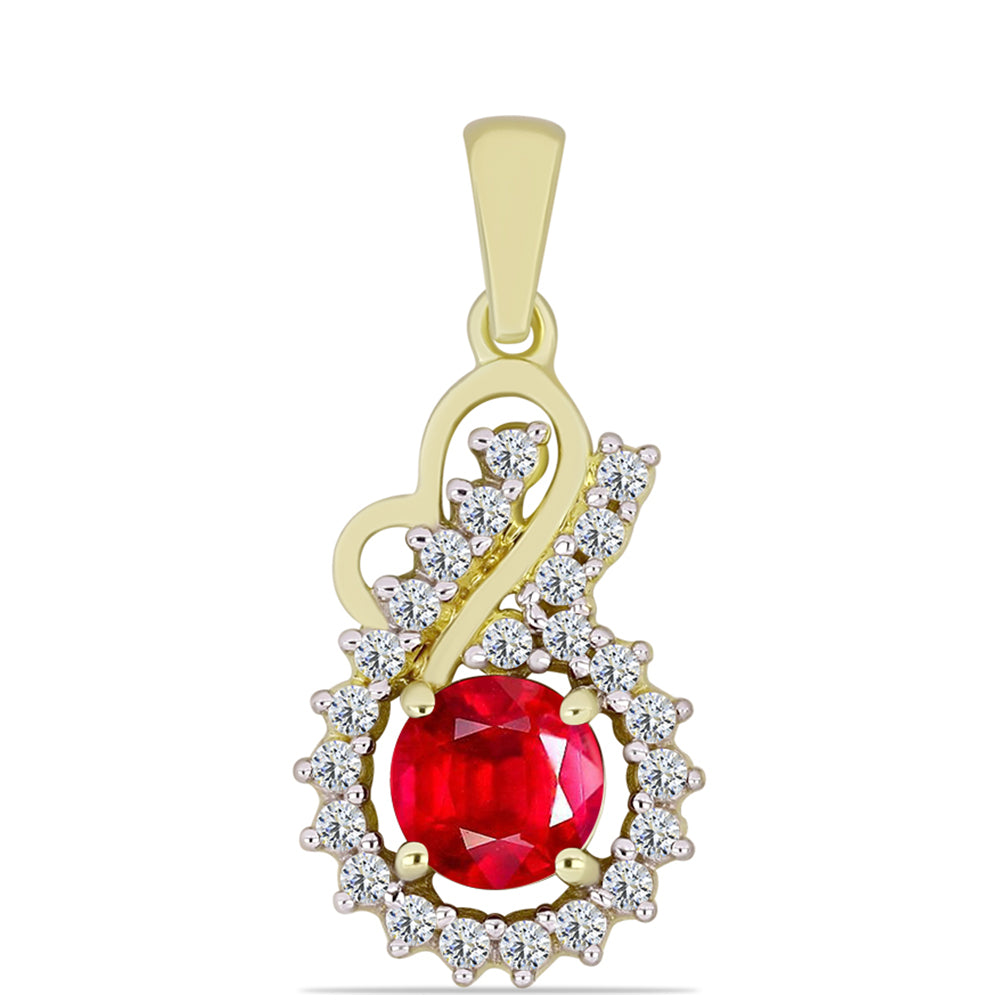 Pandantiv din Argint 925 Placat cu Aur ( 1.67 grame ) cu Agat Roșu și Topaz Alb 1.2 Carate 1 