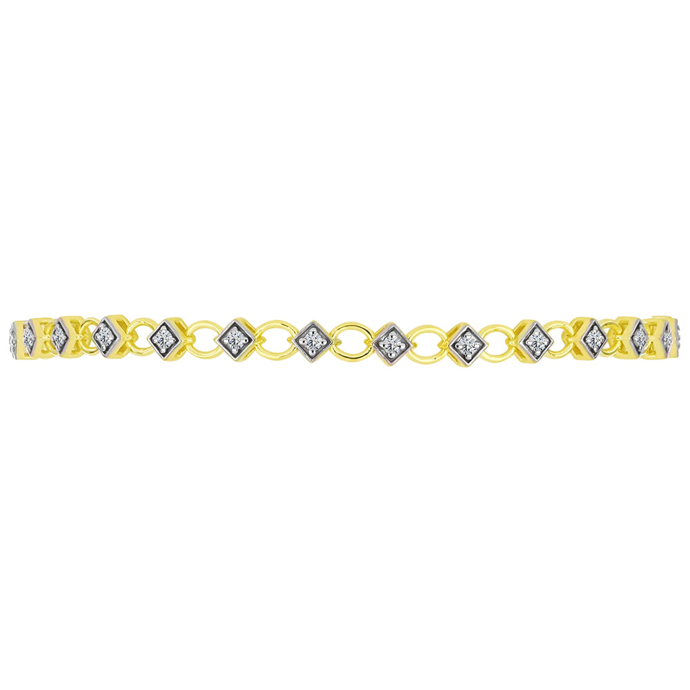 Brățară din Argint 925 Placat cu Aur ( 5.66 grame ) cu Diamant Certificat cultivat în laborator 0.58 Carate
