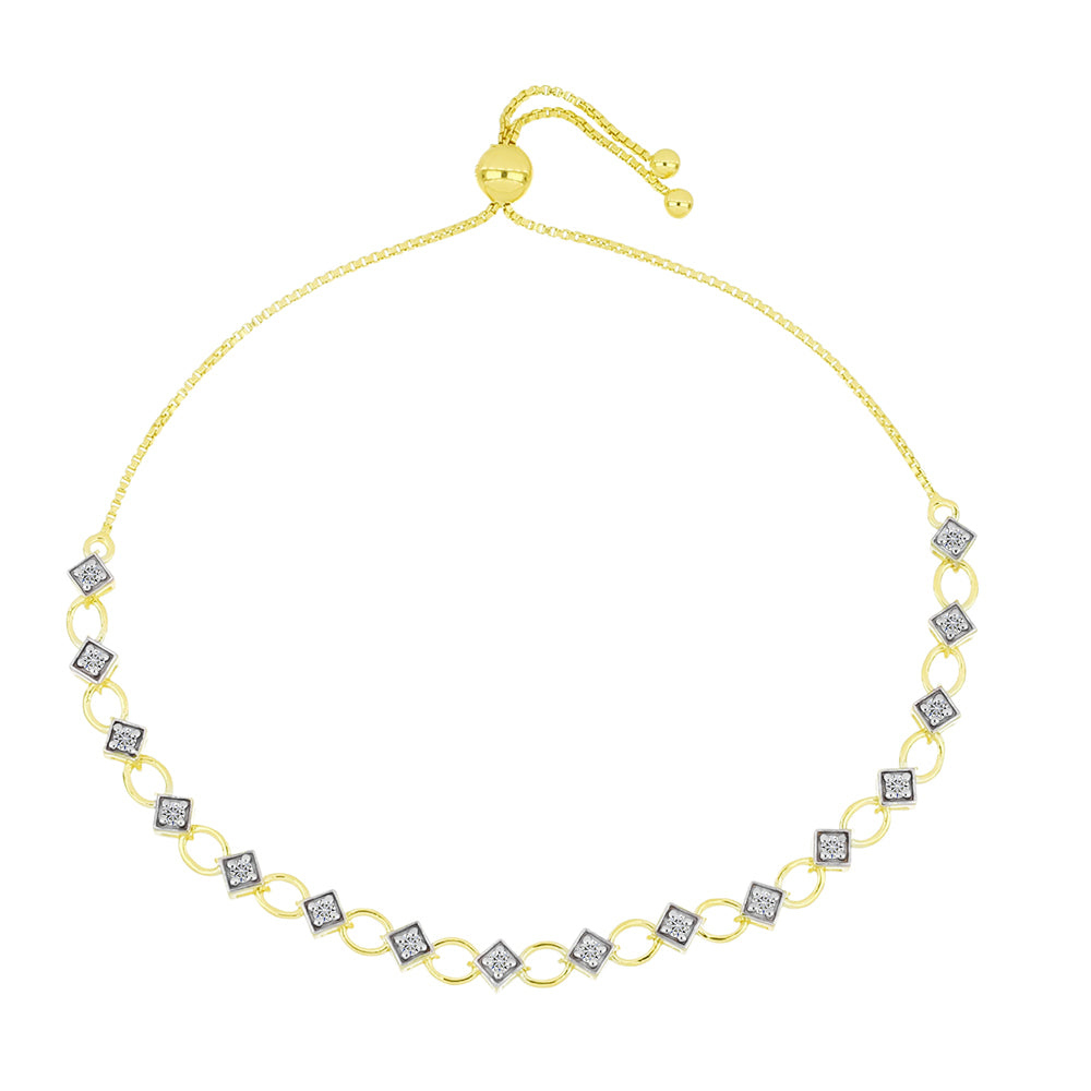 Brățară din Argint 925 Placat cu Aur ( 5.66 grame ) cu Diamant Certificat cultivat în laborator 0.58 Carate 4 