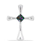 Cruce Pandantiv din Argint 925 ( 3.29 grame ) cu Cuarț Mistic Verde Brazilian și Topaz Alb 1.06 Carate