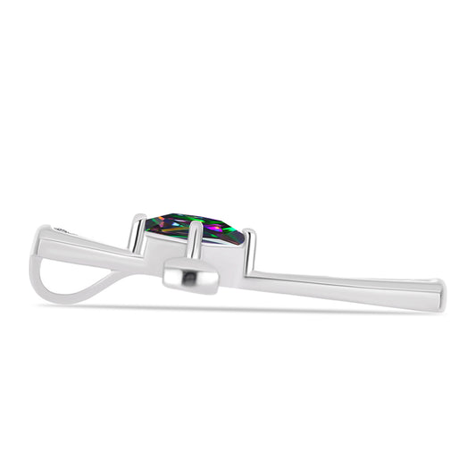 Cruce Pandantiv din Argint 925 ( 3.29 grame ) cu Cuarț Mistic Verde Brazilian și Topaz Alb 1.06 Carate